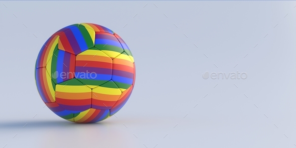 Rainbow flag football soccer ball isolated on white background. 3d illustration - Stock Photo - Images