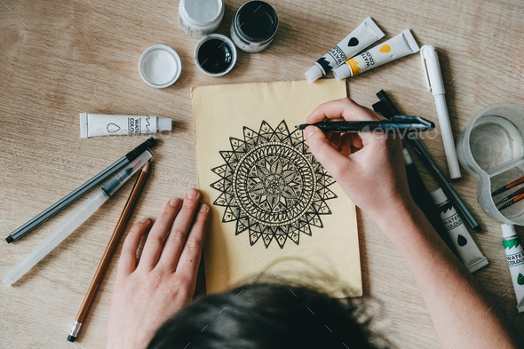 Mindfulness Coloring, Mindfulness practice of paying attention in the present moment. Adult