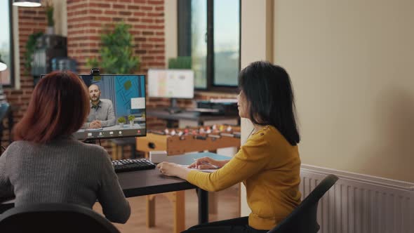 HR Workers Attending Video Call Conference with Candidate alt