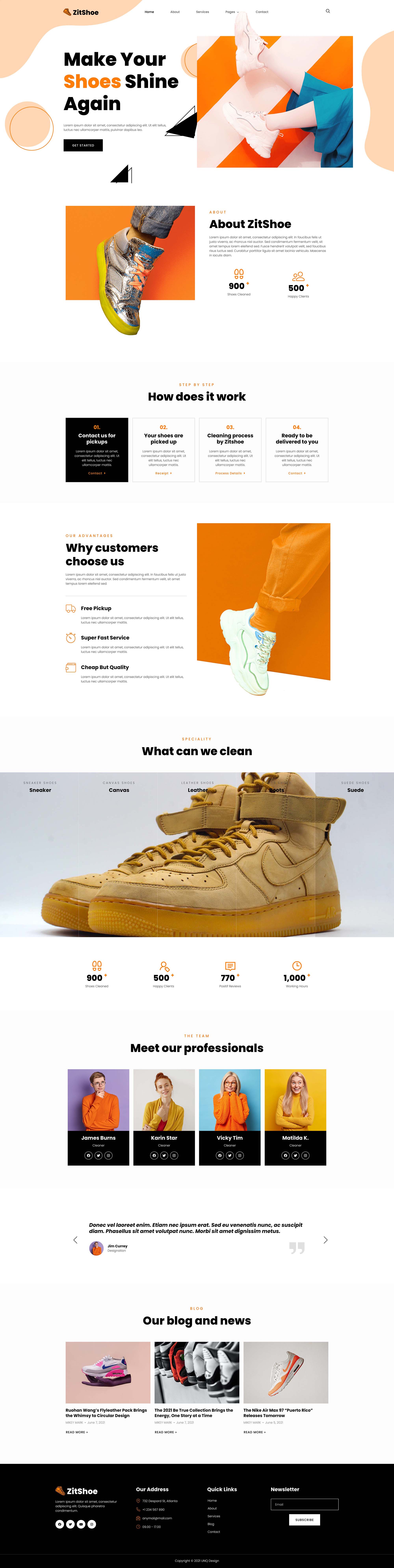 Zitshoe - Shoes Cleaning Service Elementor Template Kit by UNQDesign