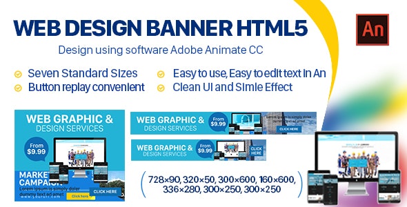 Web Design Banner HTML5 - 7 Sizes (Animate CC)