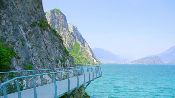 Panoramic Track Hanging From the Mountain on Lake Garda alt