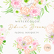 Watercolor Bouquets Clipart. Blush Wedding Flowers PNG
