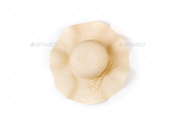 Straw Hat On White Background Female Summer Accessories