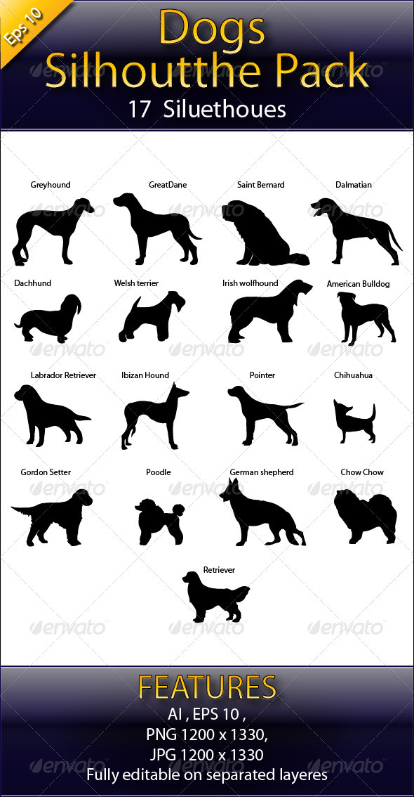 Dogs Silhouette Pack - Animals Characters