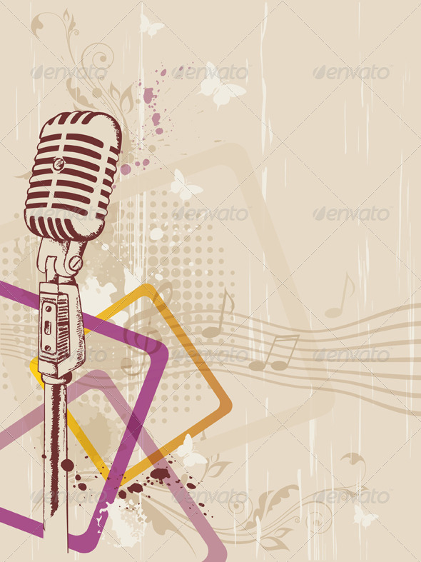 Retro Microphone - Backgrounds Decorative