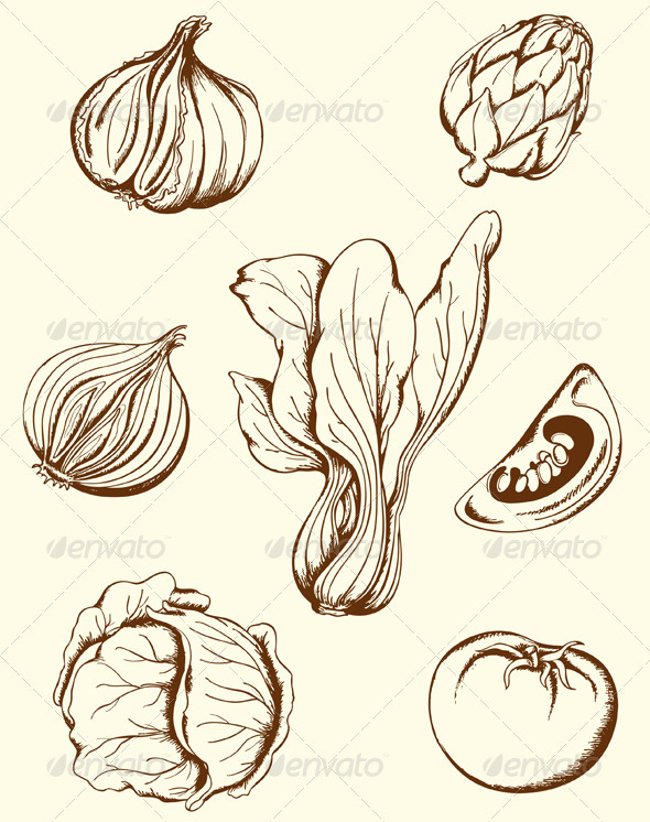 Vintage Vegetables - Food Objects