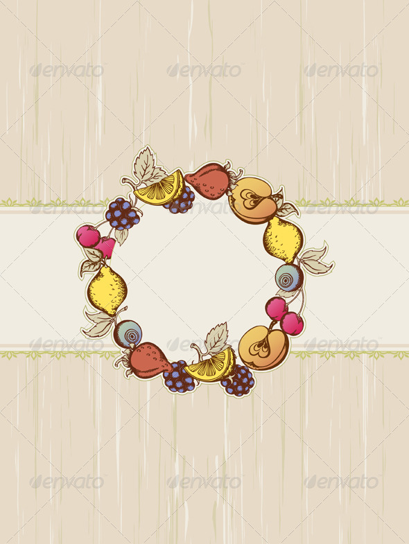 Vintage Fruit Frame - Backgrounds Decorative