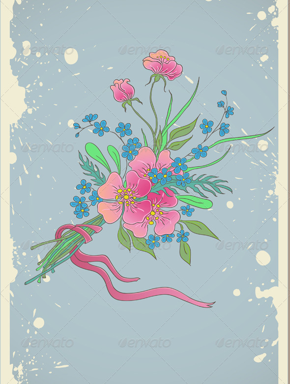Vintage Floral Background - Characters Vectors