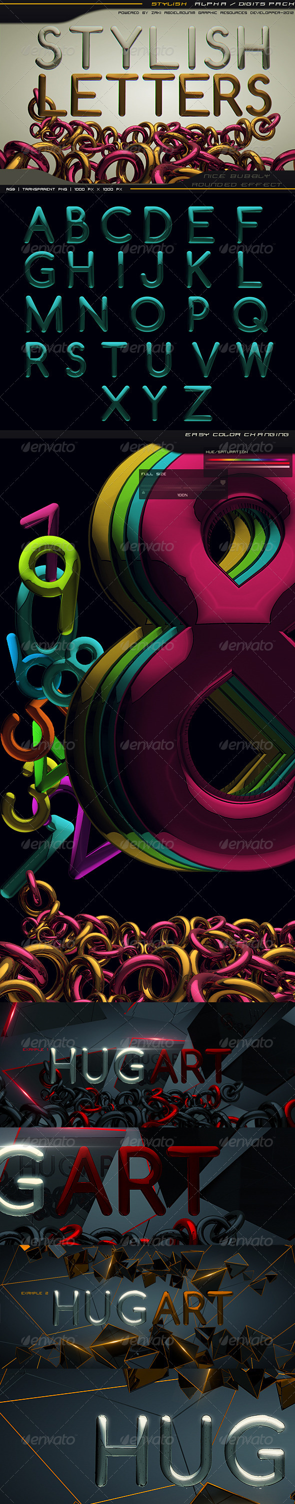 Stylish Letters Set - Text 3D Renders