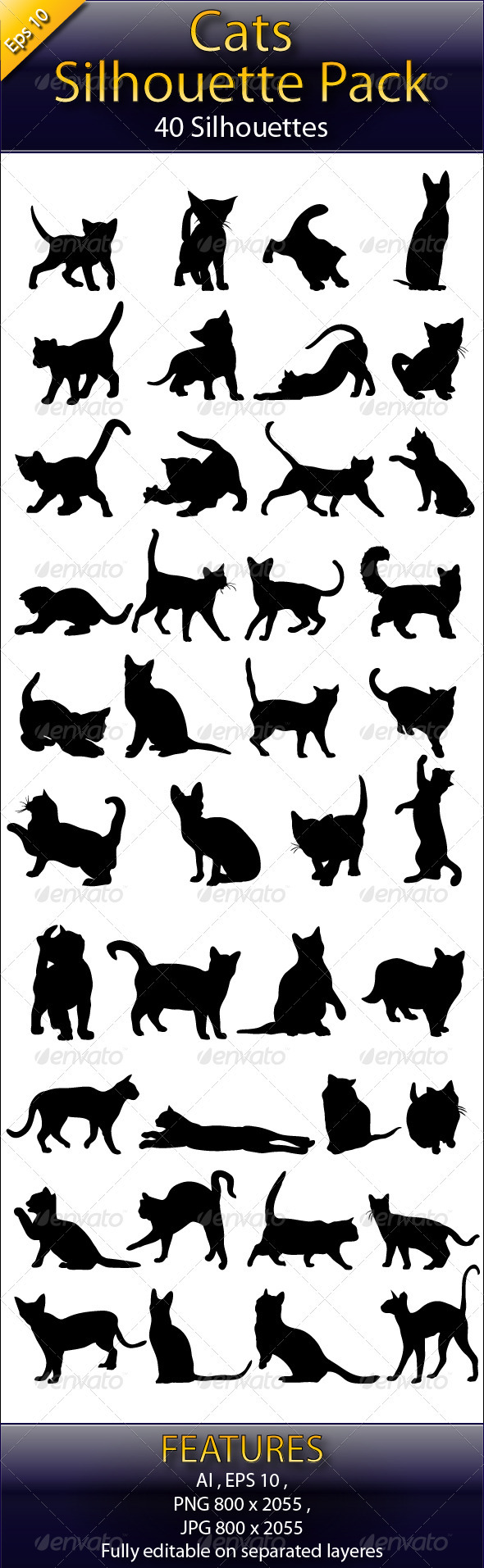 Cats Silhouette Big Pack