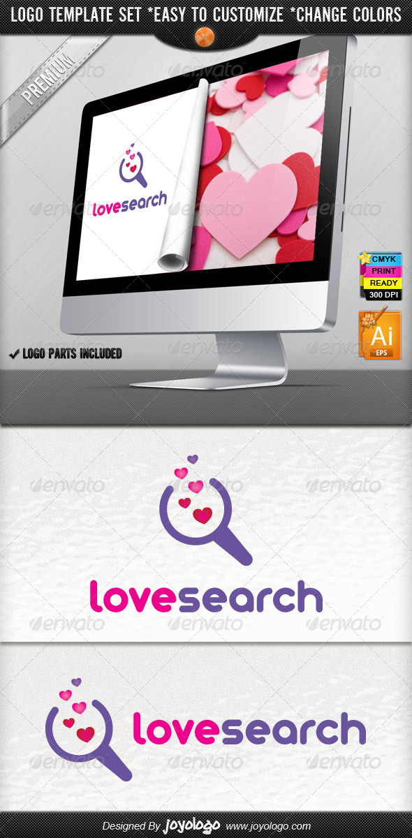 Bubble Hearts Social Media Love Search Logo Design - Symbols Logo Templates
