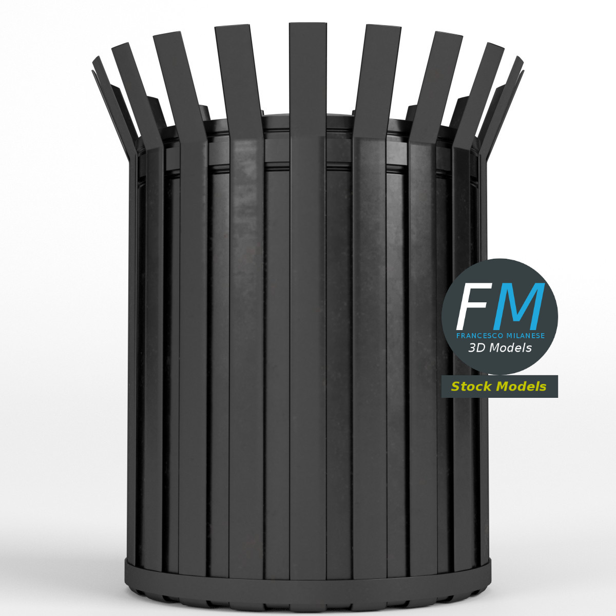 Circular open top litter bin by 3DOcean