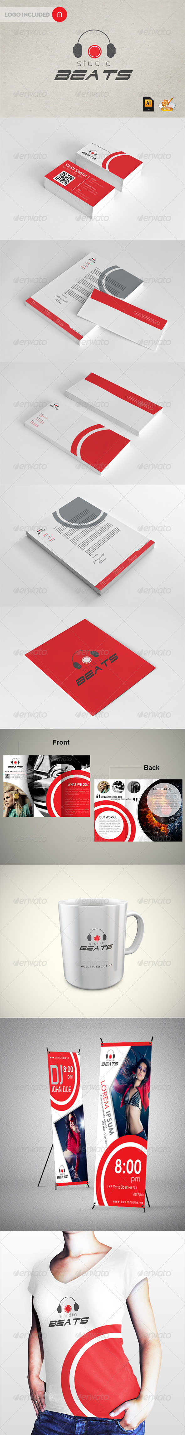 Stationary & Identity --Beats Studio - Stationery Print Templates