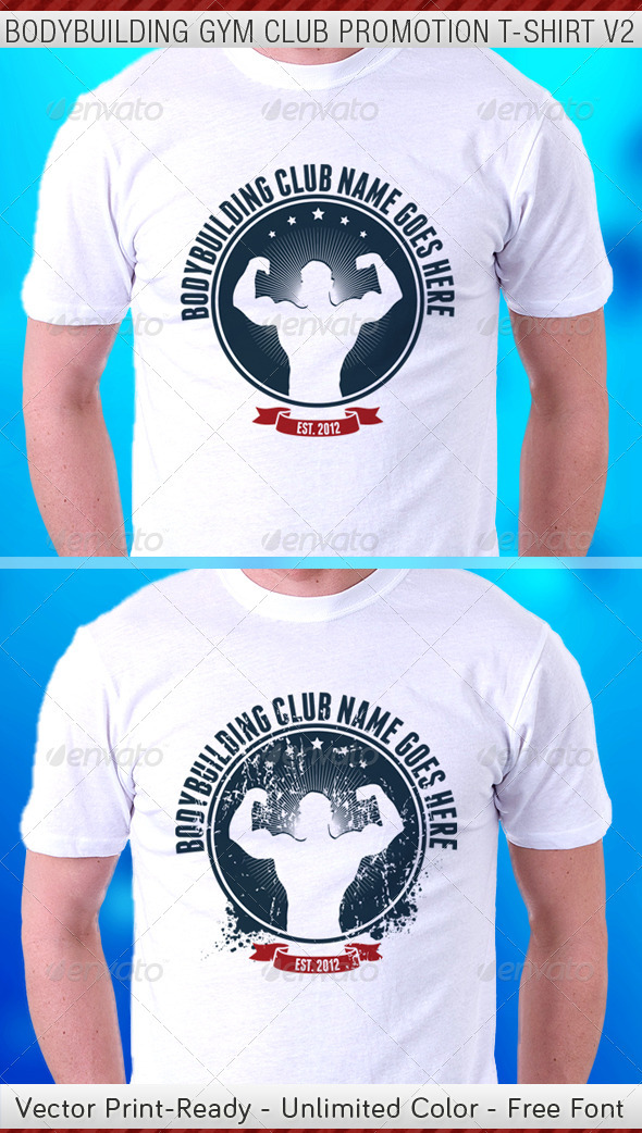 Bodybuilding Gym Club Promotion TShirt Template V2 - Sports & Teams T-Shirts