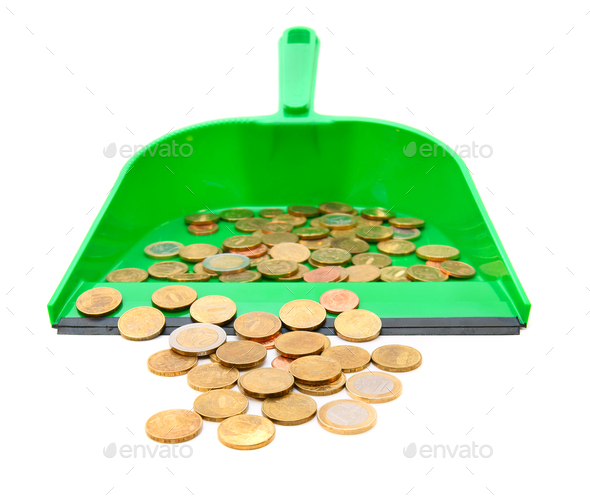 Coins in a scoop. - Stock Photo - Images