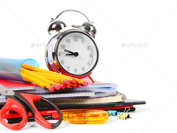 School tools on a white background. - Stock Photo - Images