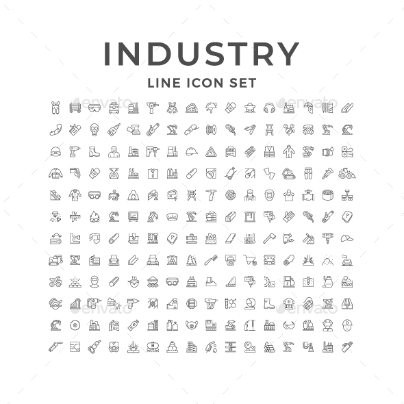 Set Line Icons of Industry