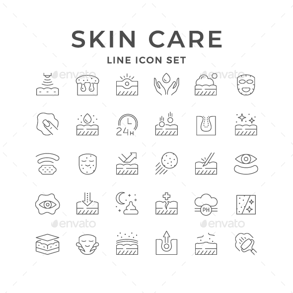 Set Line Icons of Skin Care