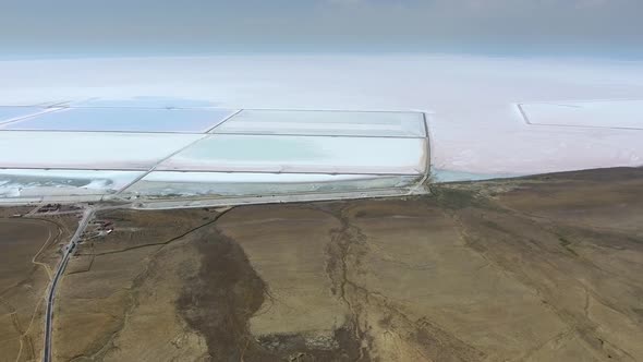 Aerial Salt Production Facilities and Saline Evaporation Pond Fields in the White Salty Lake alt