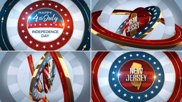 New Jersey Fourth of July Independence Day United States of America State Map with Flag 4K alt