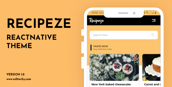 Recipeze React Native Recipe Theme/Templates