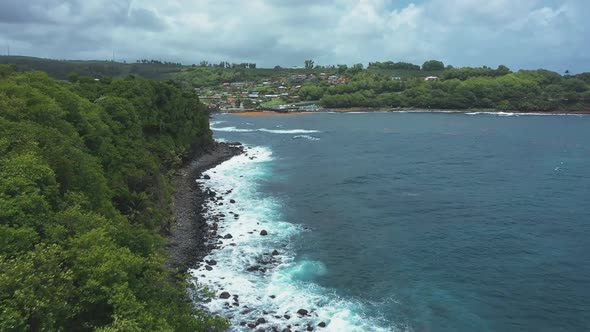 Tropical island drone coast view (Martinique, Marigot) alt