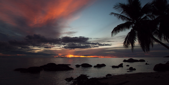 Colorful Sunset over a Tropical Beach Timelapse