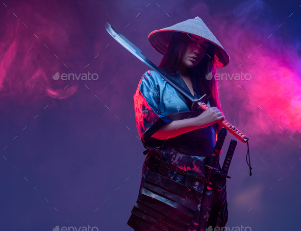 art samurai sword girl