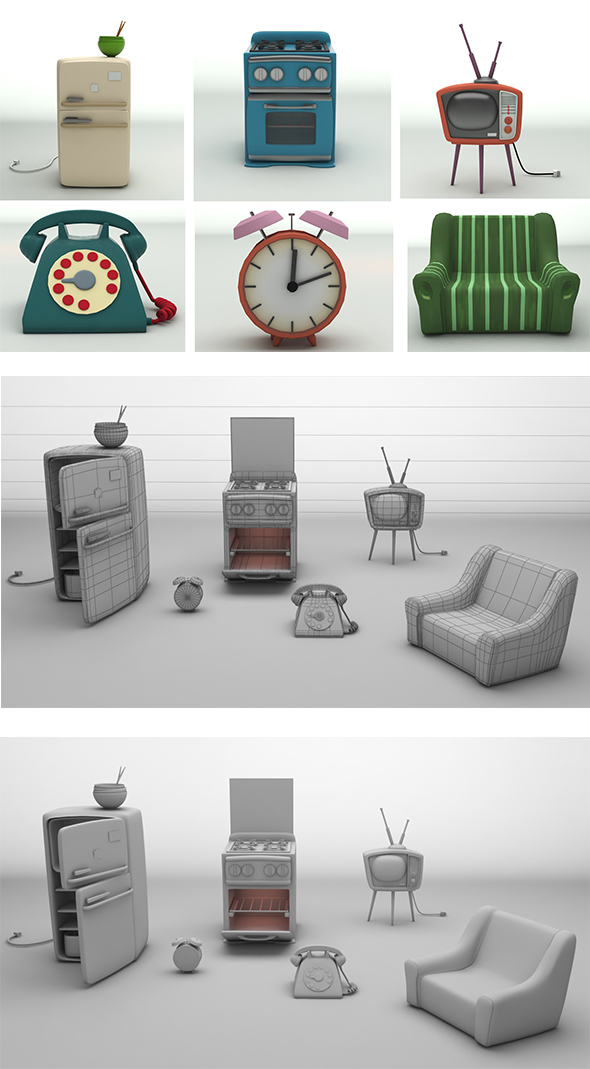 cartoon furniture 3D - 3Docean 32775057