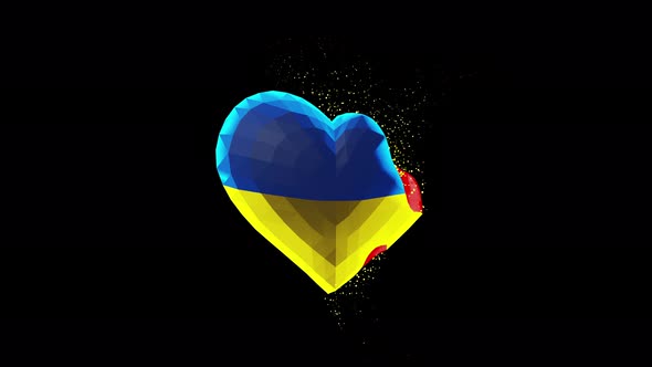 Heart with Ukrainian Flag 3D Render Illustration