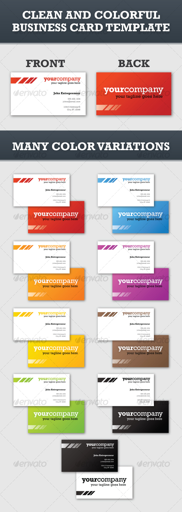 Clean and Colorful Business Card Template - Creative Business Cards