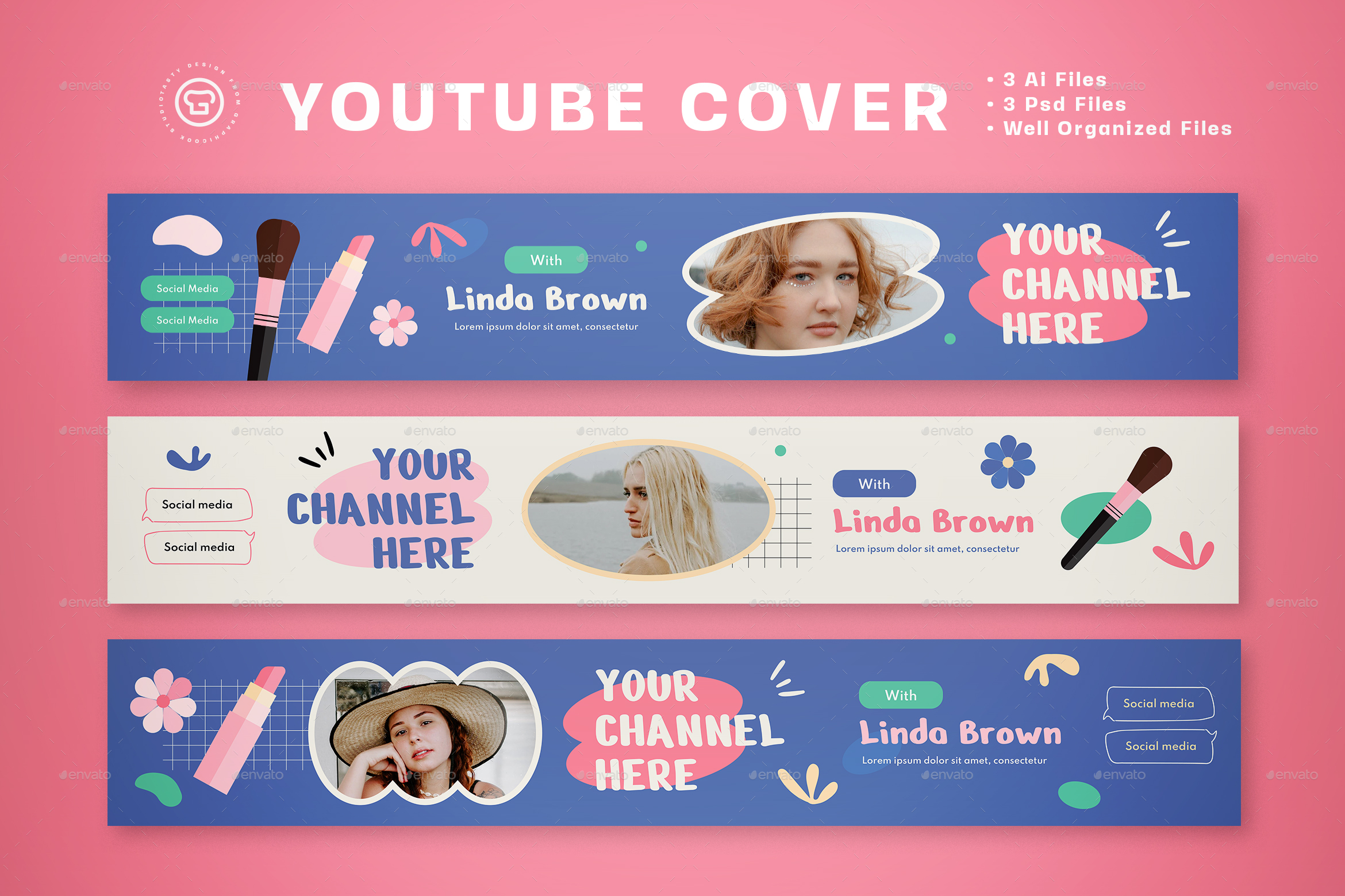 Youtube Cover Beauty Vlogger by graphicook | GraphicRiver