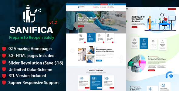Sanifica: Sanitizing and - ThemeForest 28698261