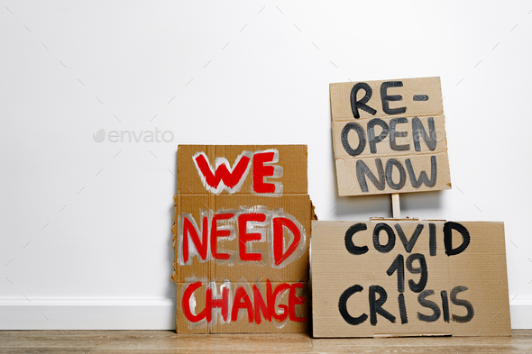 Protest placard against unemployment during coronavirus pandemic - Stock Photo - Images