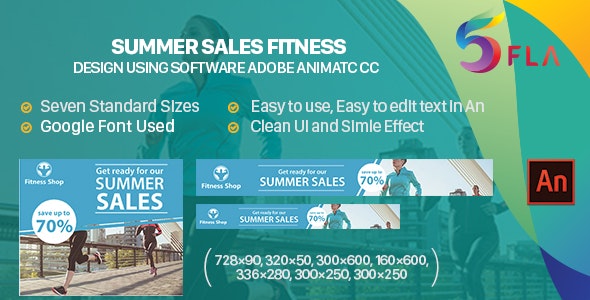 Summer Sales Fitness Banner HTML - Animate CC