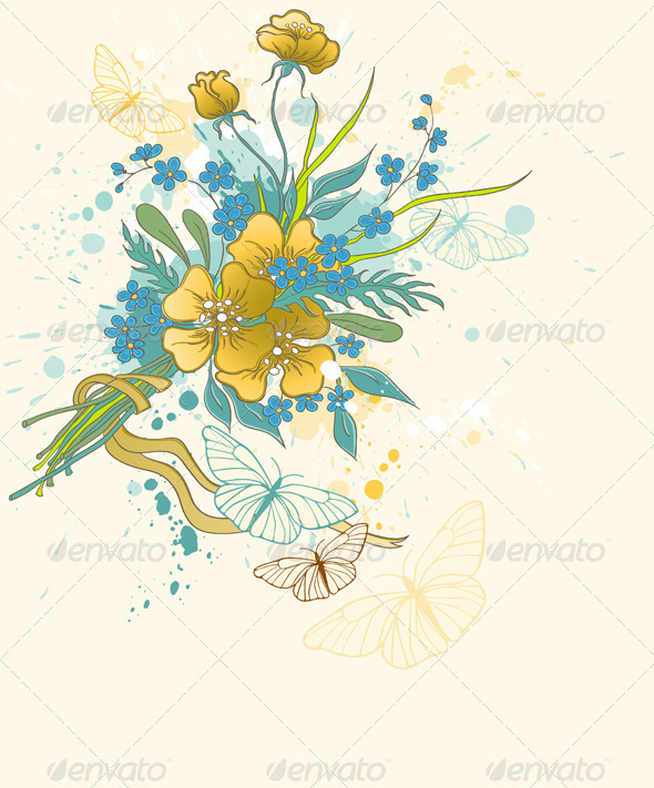 Floral Background with Bouquet - Flowers & Plants Nature