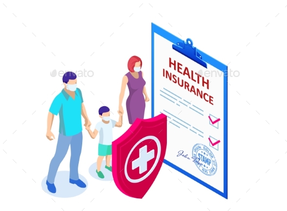 Isometric Health Insurance Concept