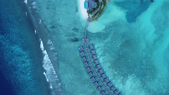 Scenic Aerial Drone Fly Over Maldives Resort