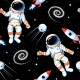 Vector Seamless Pattern with Astronaut and Rocket