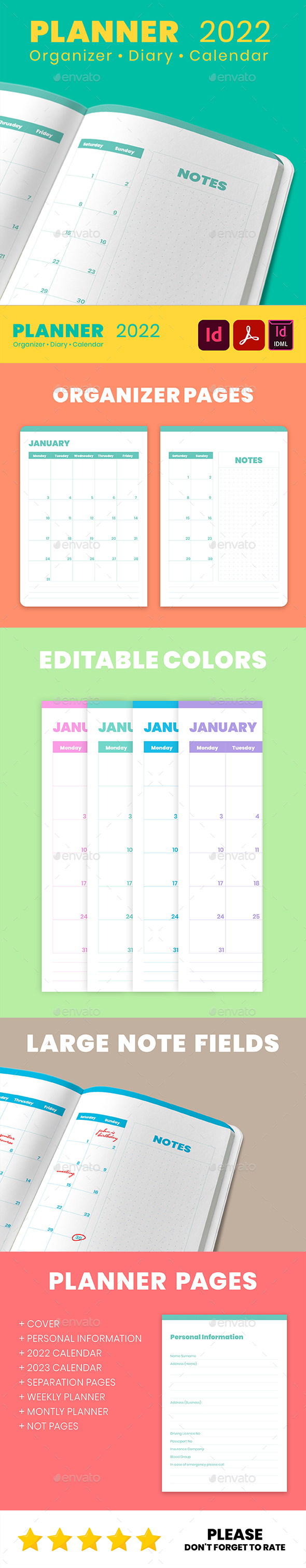 Calendrier 2023 Indd Monthly Planner, Calendar 2022 By Hoouse | Graphicriver