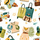 Seamless Pattern with Travel Stuff Objects