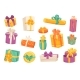 Gift Boxes Cute Stickers Isolated Set