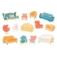 Furniture Cute Stickers Isolated Set