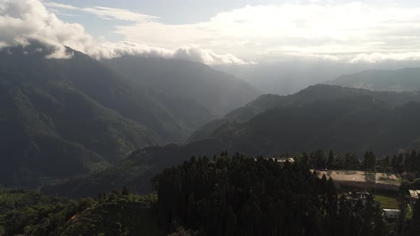 Rumtek Monastery area in Sikkim India seen from the sky alt