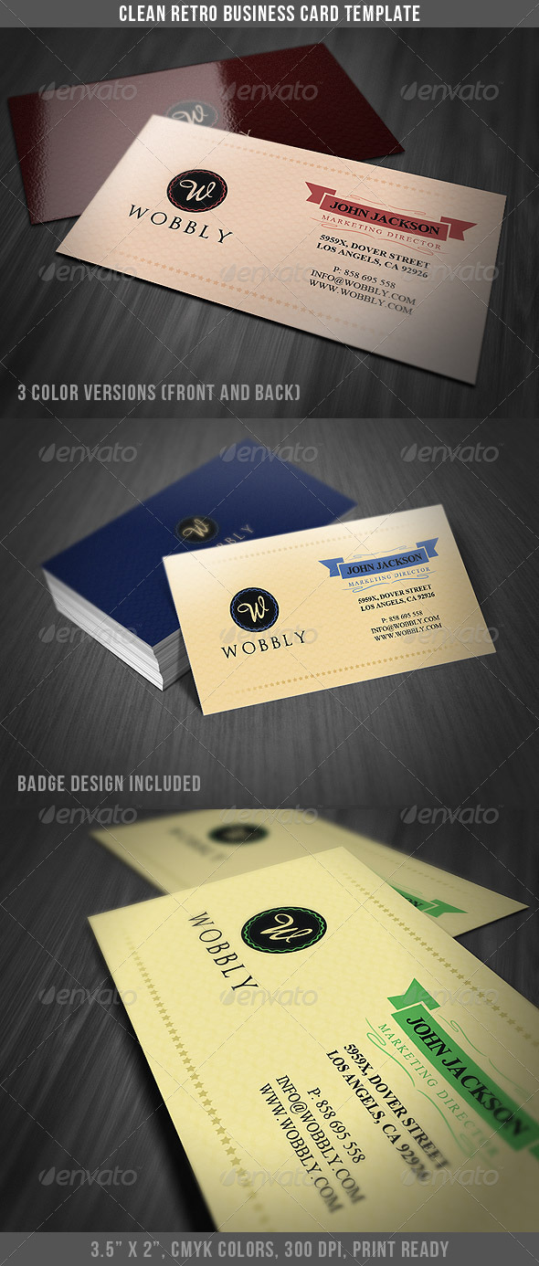 Clean Retro Business Card - Retro/Vintage Business Cards