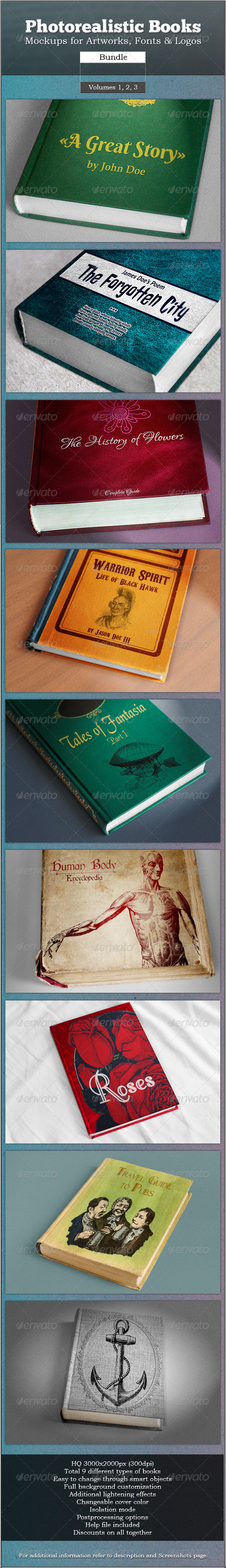 Photorealistic Books Mockups Bundle - Books Print