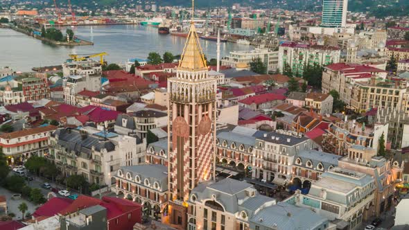 Aerial hyperlapse of Piazza Batumi, Georgia 2020 summer alt