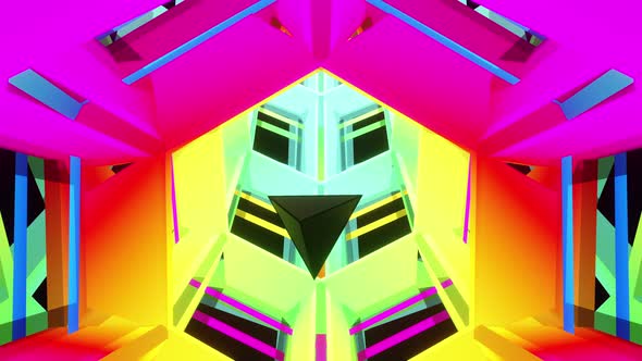 Vj Loop Pyramid Flight Through Rainbow Hexagonal Tunnel 4K ProRes alt