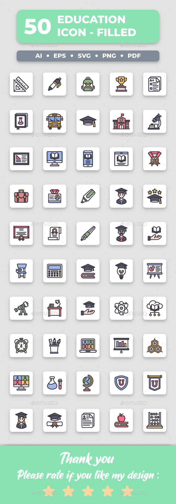 Education - Filled Outline Collection Icon Set